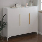 Adjustable White-Gray Metal Hallway Shoe Storage Cabinet