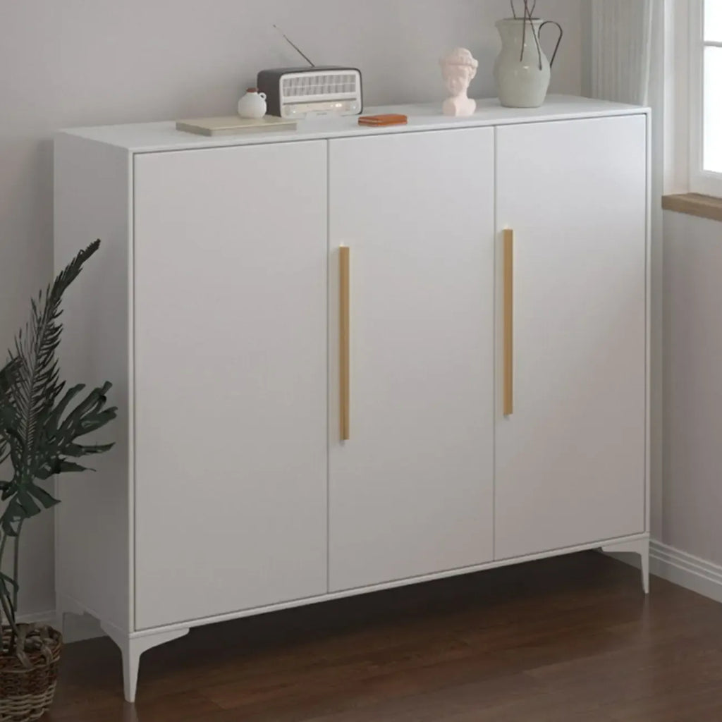 Adjustable White-Gray Metal Hallway Shoe Storage Cabinet
