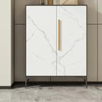 Adjustable White-Gray Metal Hallway Shoe Storage Cabinet