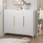 Adjustable White-Gray Metal Hallway Shoe Storage Cabinet