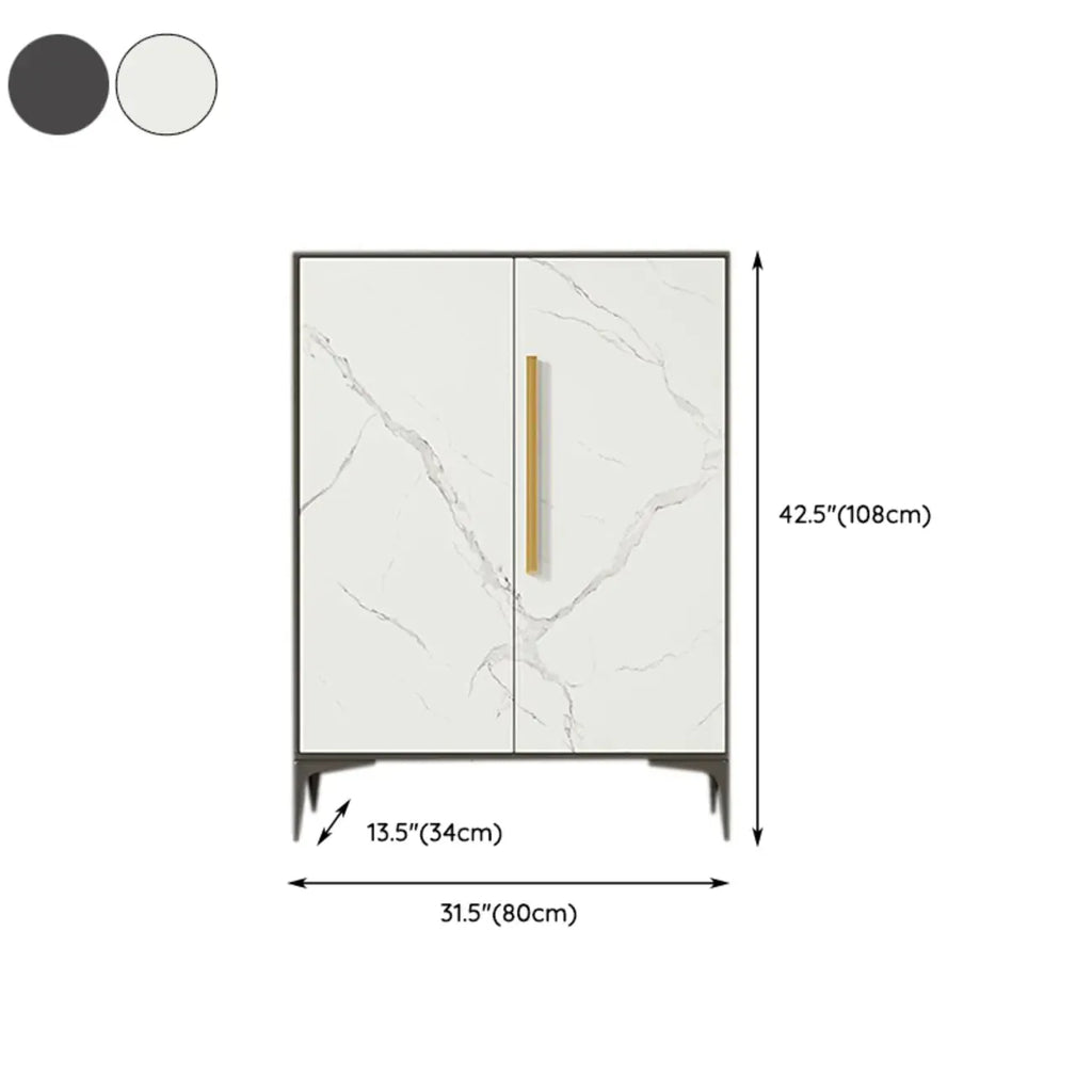 Adjustable White-Gray Metal Hallway Shoe Storage Cabinet