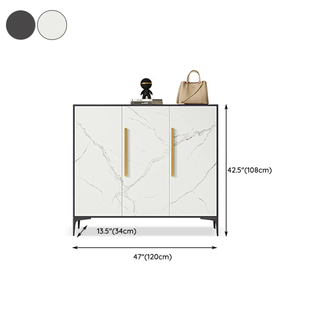 Adjustable White-Gray Metal Hallway Shoe Storage Cabinet