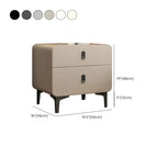 Freestanding Leather Arched Edge White Nightstand with Drawers