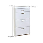 Narrow Wall-Mounted White Shoe Cabinet with Drawers