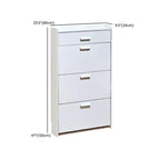 Narrow Wall-Mounted White Shoe Cabinet with Drawers