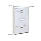 Narrow Wall-Mounted White Shoe Cabinet with Drawers