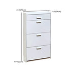 Narrow Wall-Mounted White Shoe Cabinet with Drawers