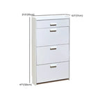 Narrow Wall-Mounted White Shoe Cabinet with Drawers