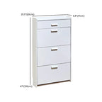 Narrow Wall-Mounted White Shoe Cabinet with Drawers