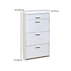 Narrow Wall-Mounted White Shoe Cabinet with Drawers
