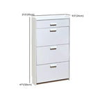 Narrow Wall-Mounted White Shoe Cabinet with Drawers