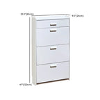 Narrow Wall-Mounted White Shoe Cabinet with Drawers