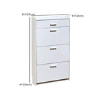 Narrow Wall-Mounted White Shoe Cabinet with Drawers