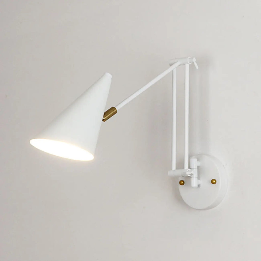 Minimalist White Swing Arm Wall Light for Bedside Reading