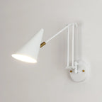 Minimalist White Swing Arm Wall Light for Bedside Reading