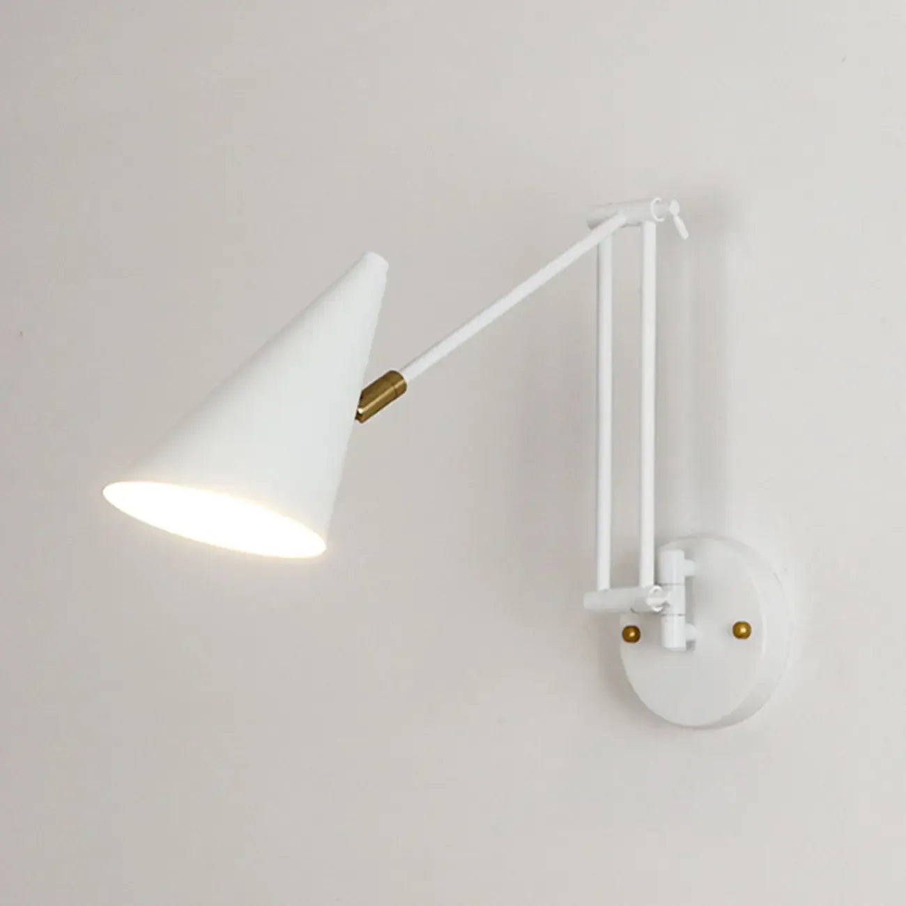 Minimalist White Swing Arm Wall Light for Bedside Reading