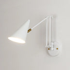 Minimalist White Swing Arm Wall Light for Bedside Reading