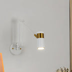 Minimalist White Swing Arm Wall Light for Bedside Reading