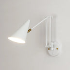 Minimalist White Swing Arm Wall Light for Bedside Reading