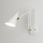Minimalist White Swing Arm Wall Light for Bedside Reading