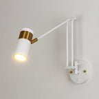 Minimalist White Swing Arm Wall Light for Bedside Reading