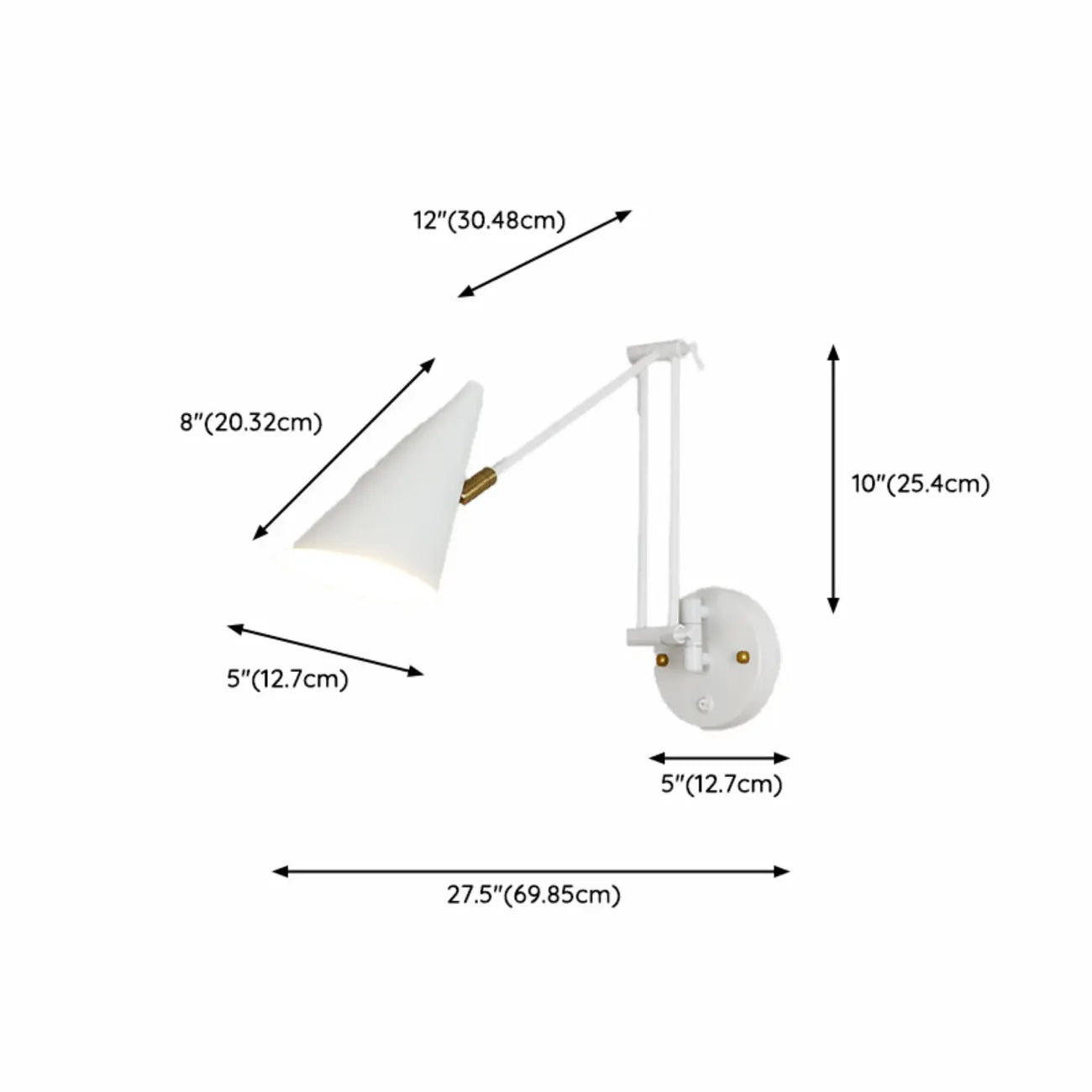 Minimalist White Swing Arm Wall Light for Bedside Reading