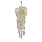 Elegant Gold Crystal Downfall Cascading Stairwell Chandelier