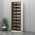 Glam Grey/White Shoe Cabinet with Glass Doors