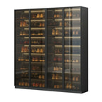 Glam Grey/White Shoe Cabinet with Glass Doors