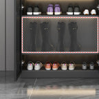Glam Grey/White Shoe Cabinet with Glass Doors