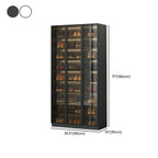 Glam Grey/White Shoe Cabinet with Glass Doors