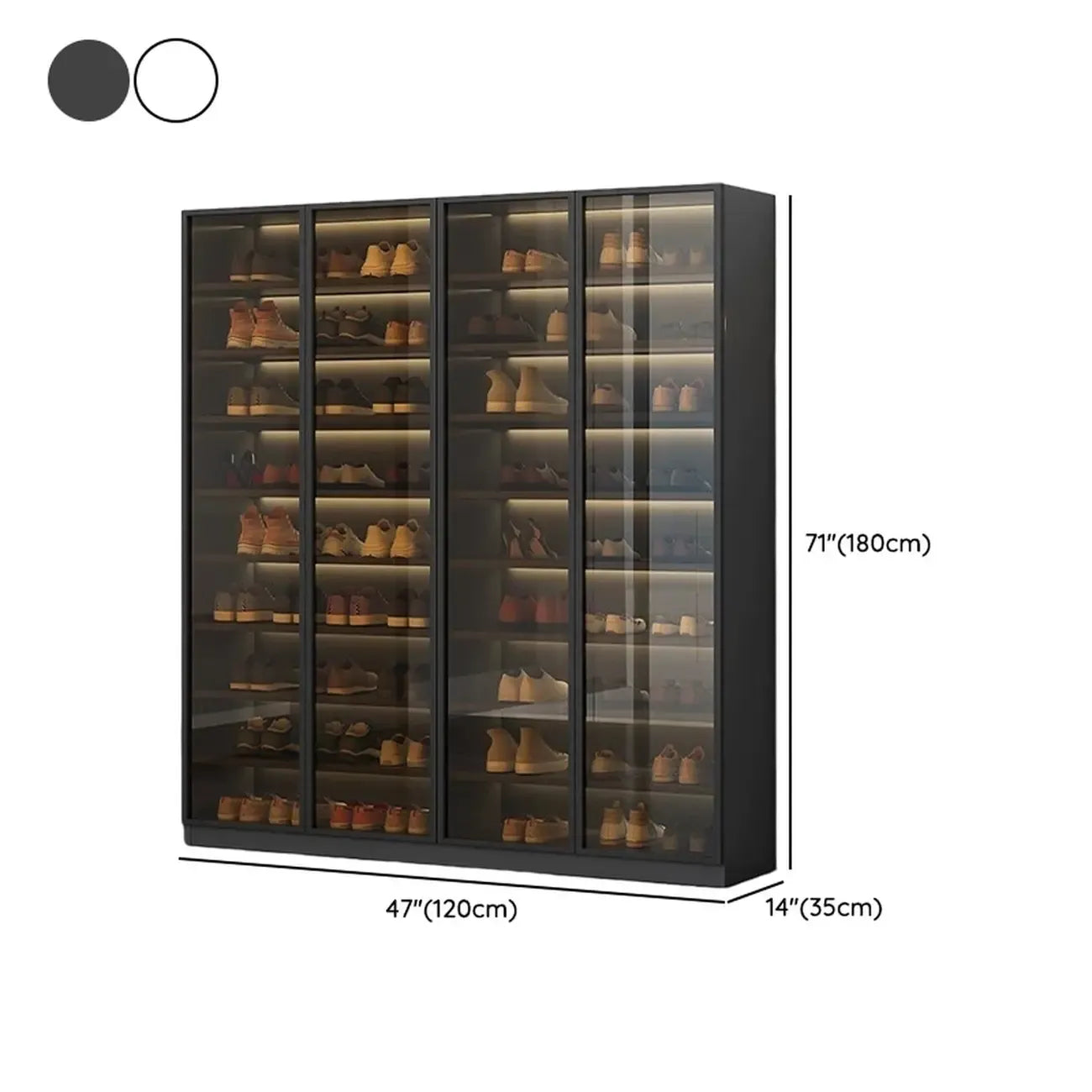 Glam Grey/White Shoe Cabinet with Glass Doors