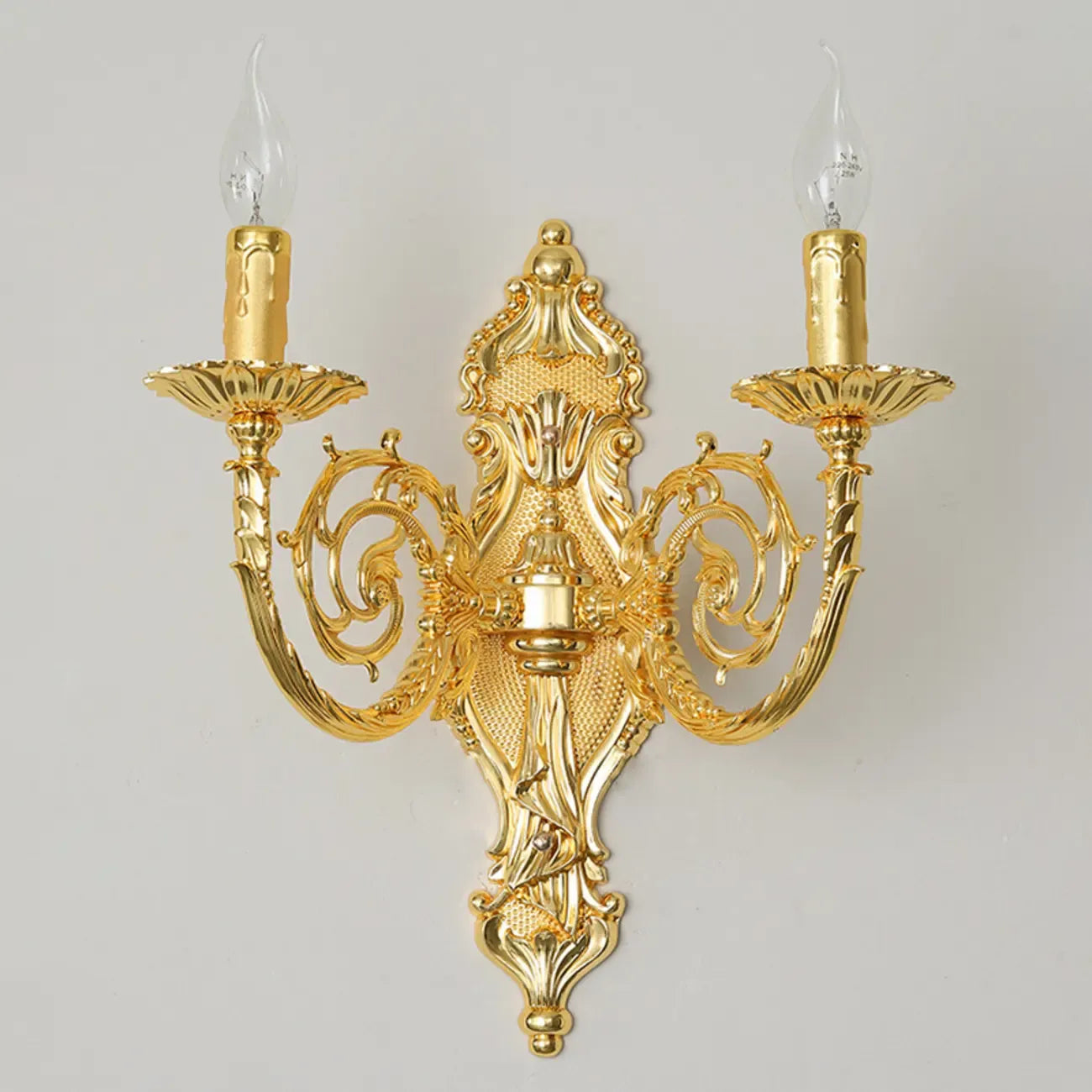 Vintage Brass Candle 2-Light Wall Light Sconce for Indoor