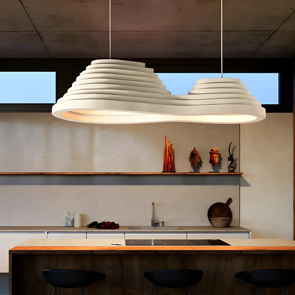 Geometric Large White 2-Light Island Pendant Light