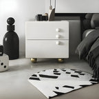 White Wood High-Gloss 2-Drawer Nightstand with Sphere Legs