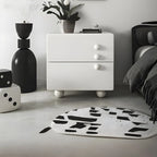 White Wood High-Gloss 2-Drawer Nightstand with Sphere Legs