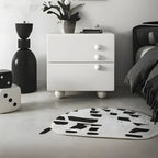 White Wood High-Gloss 2-Drawer Nightstand with Sphere Legs