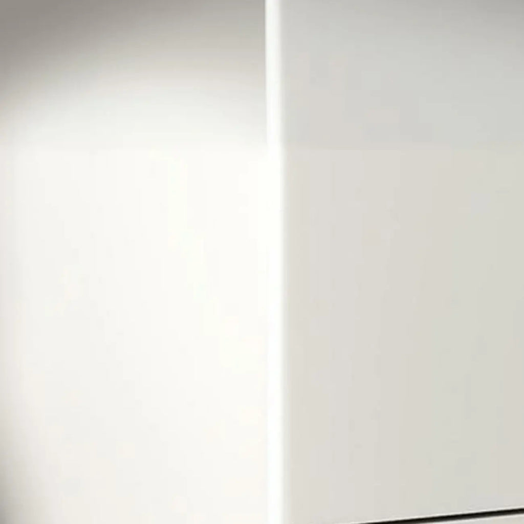 White Wood High-Gloss 2-Drawer Nightstand with Sphere Legs