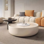 White Tray Top Stylish Round Wood Drawer Coffee Table