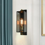 Gold Glass Small Black Modern Geometric LED Wall Sconce