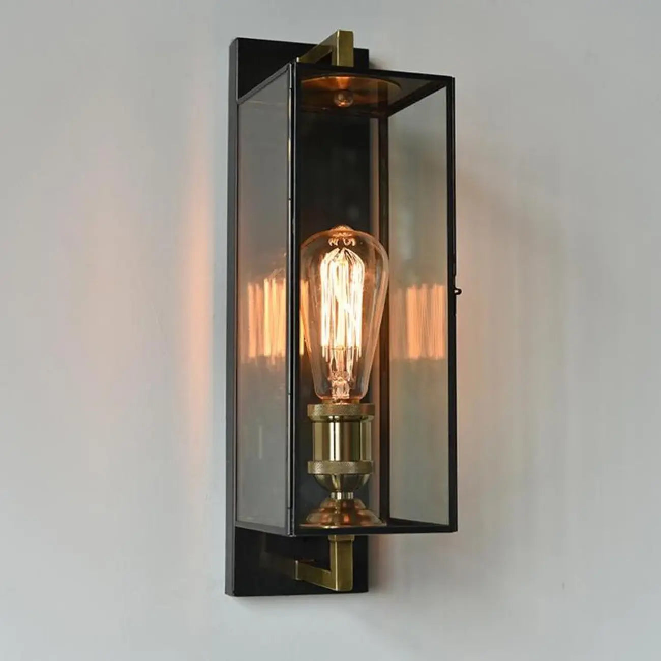 Gold Glass Small Black Modern Geometric LED Wall Sconce