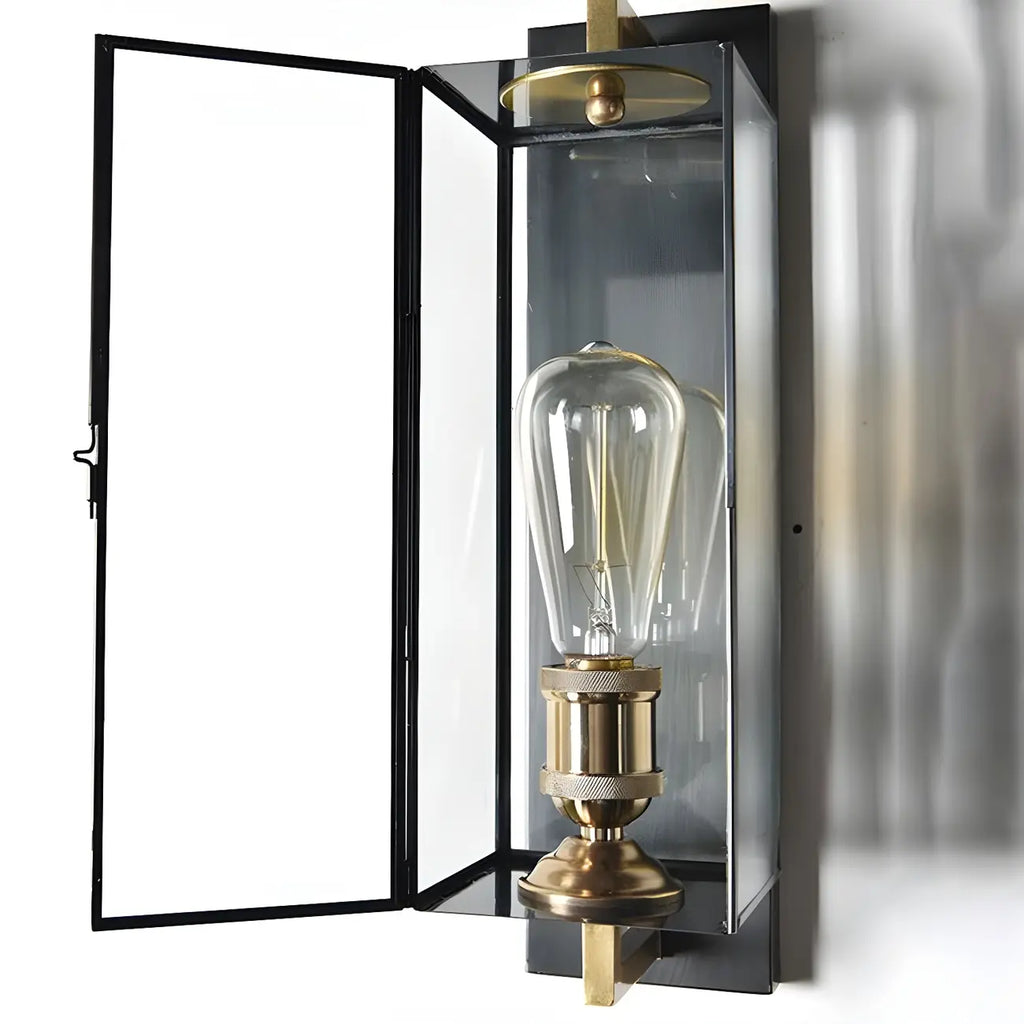 Gold Glass Small Black Modern Geometric LED Wall Sconce