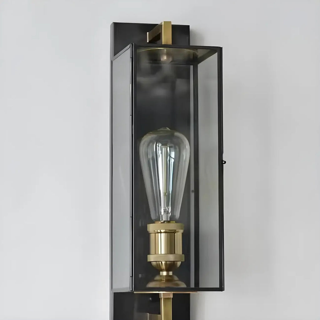 Gold Glass Small Black Modern Geometric LED Wall Sconce