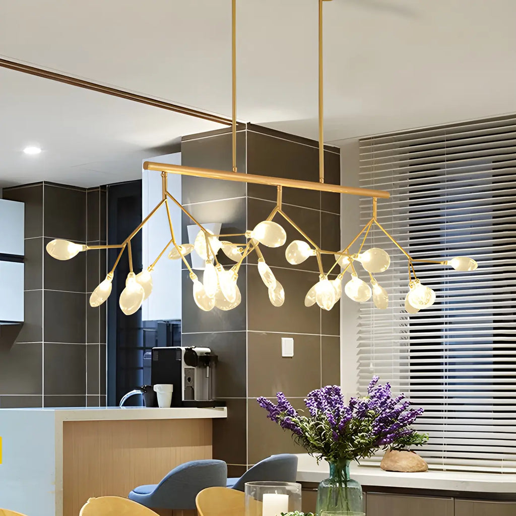 Modern Glass Branch Multi-Light Island Pendant Light for Kitchen