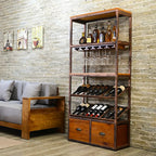 Industrial Metal Wine Rack Floor Design for Bottles & Glasses