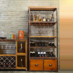 Industrial Metal Wine Rack Floor Design for Bottles & Glasses