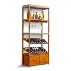 Industrial Metal Wine Rack Floor Design for Bottles & Glasses