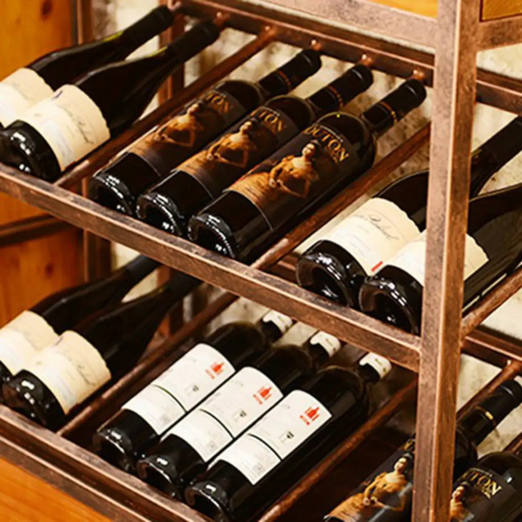 Industrial Metal Wine Rack Floor Design for Bottles & Glasses