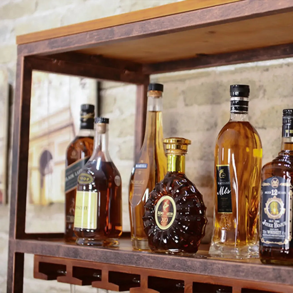 Industrial Metal Wine Rack Floor Design for Bottles & Glasses