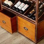 Industrial Metal Wine Rack Floor Design for Bottles & Glasses